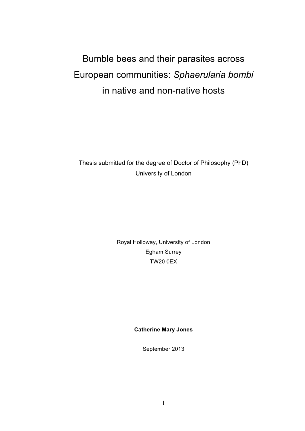 Bumble Bees and Their Parasites Across European Communities: Sphaerularia Bombi in Native and Non-Native Hosts