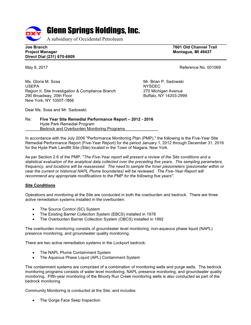 Glenn Springs Holdings, Inc. a Subsidiary of Occidental Petroleum