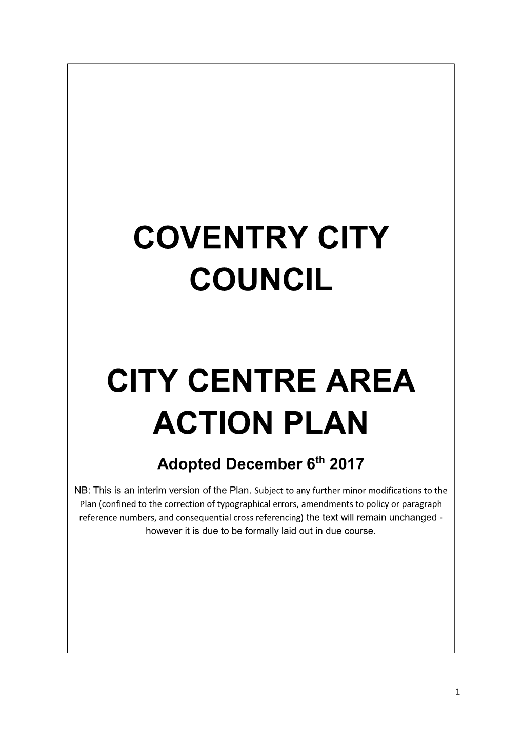 Coventry City Council City Centre Area Action Plan