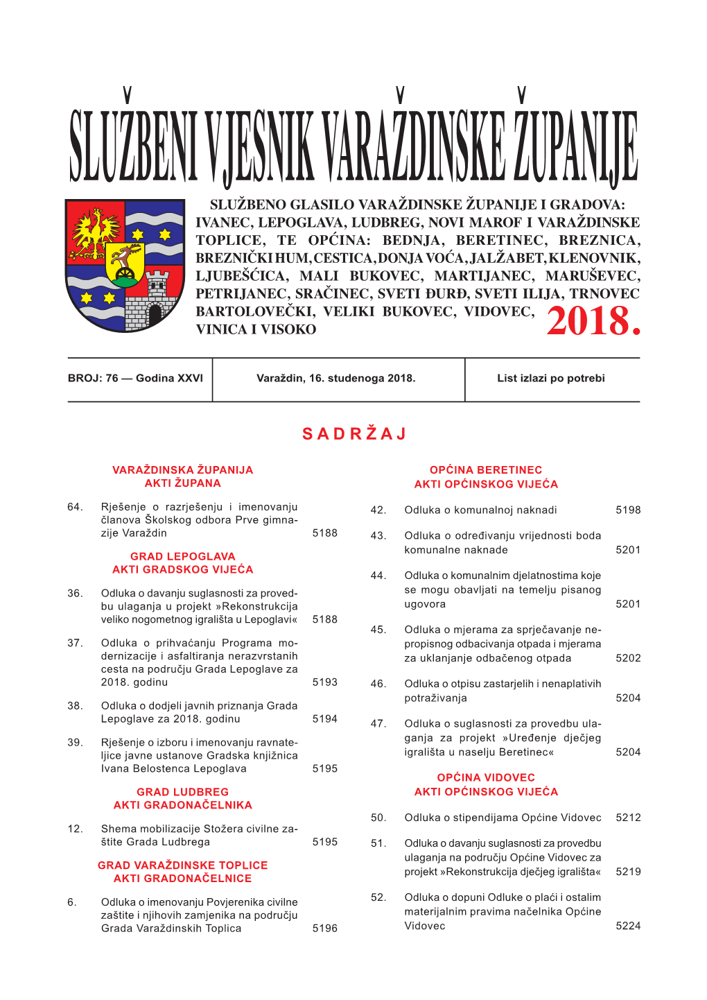Općina Beretinec Akti Župana Akti Općinskog Vijeća