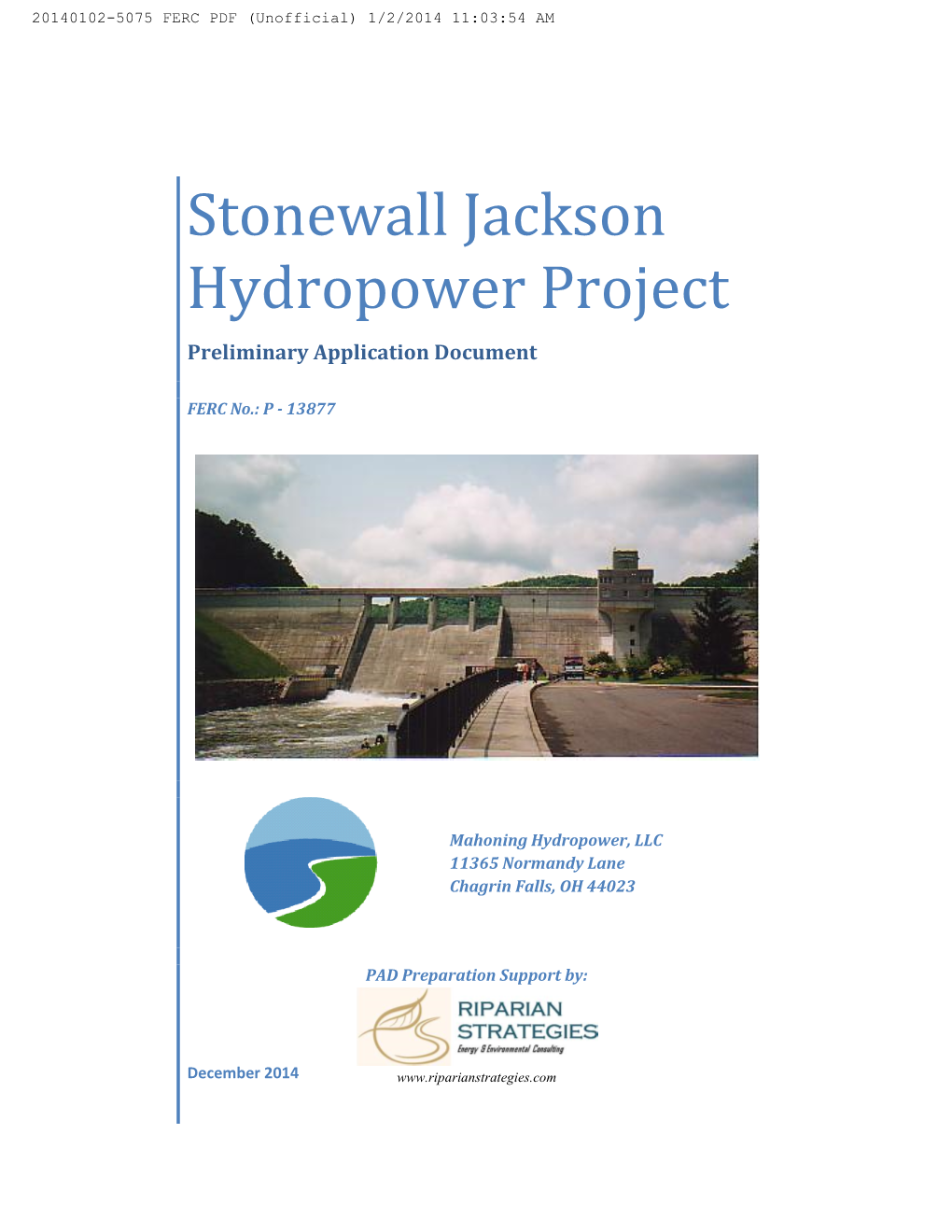 Stonewall Jackson Hydropower Project