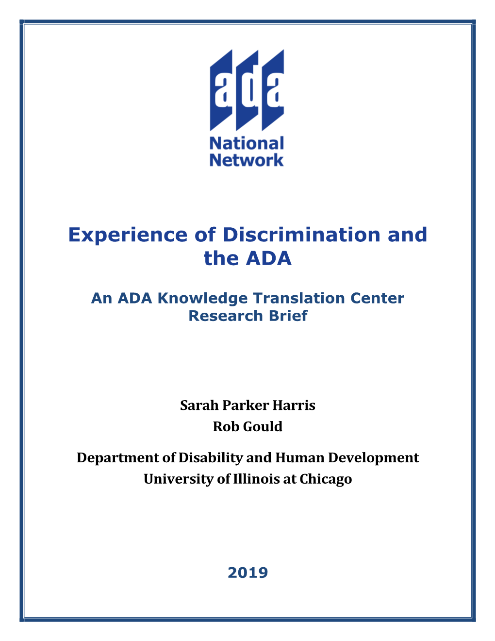 Experience of Discrimination and the ADA