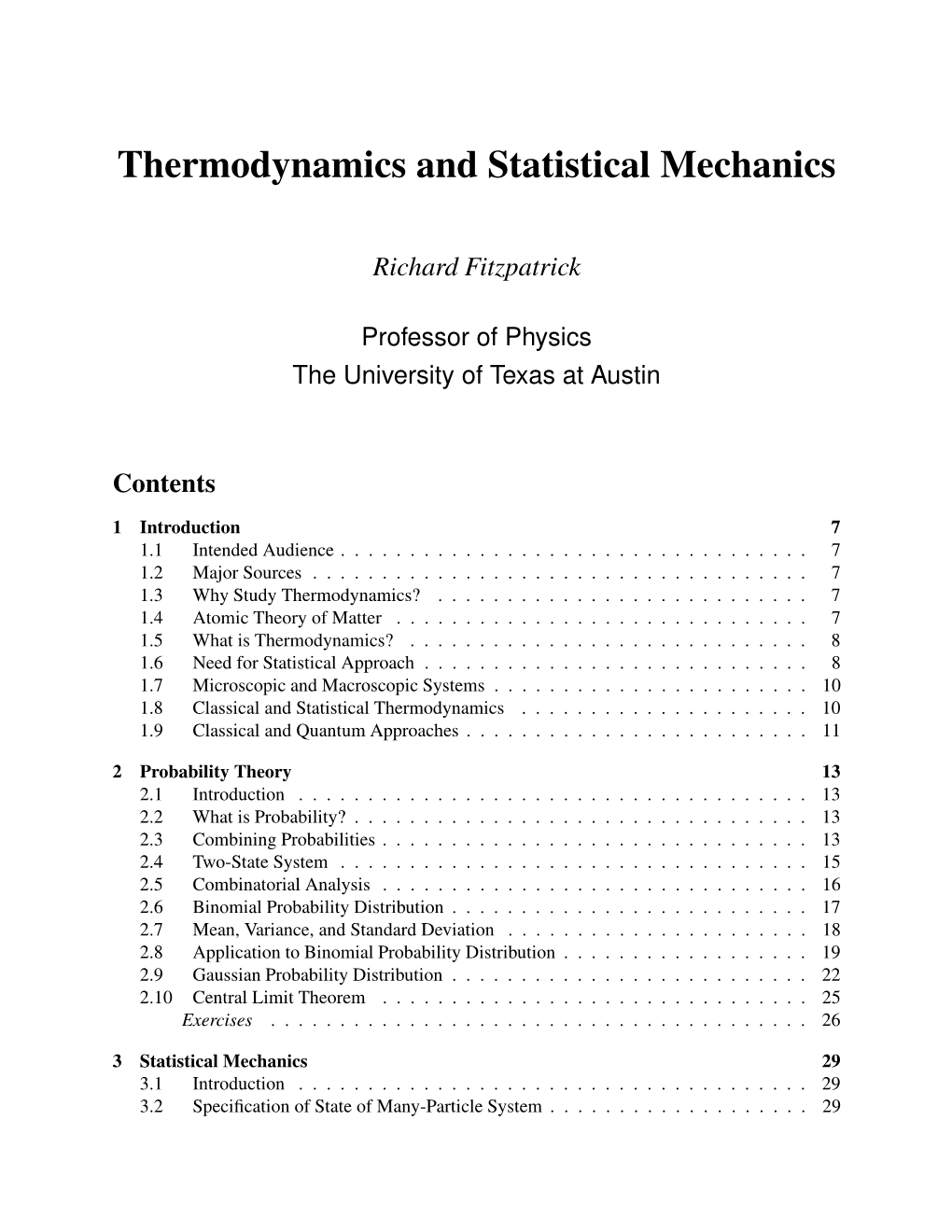 Thermodynamics and Statistical Mechanics