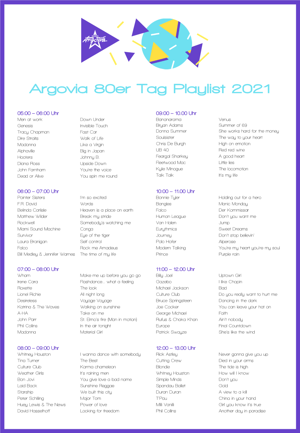 Argovia 80Er Tag Playlist 2021