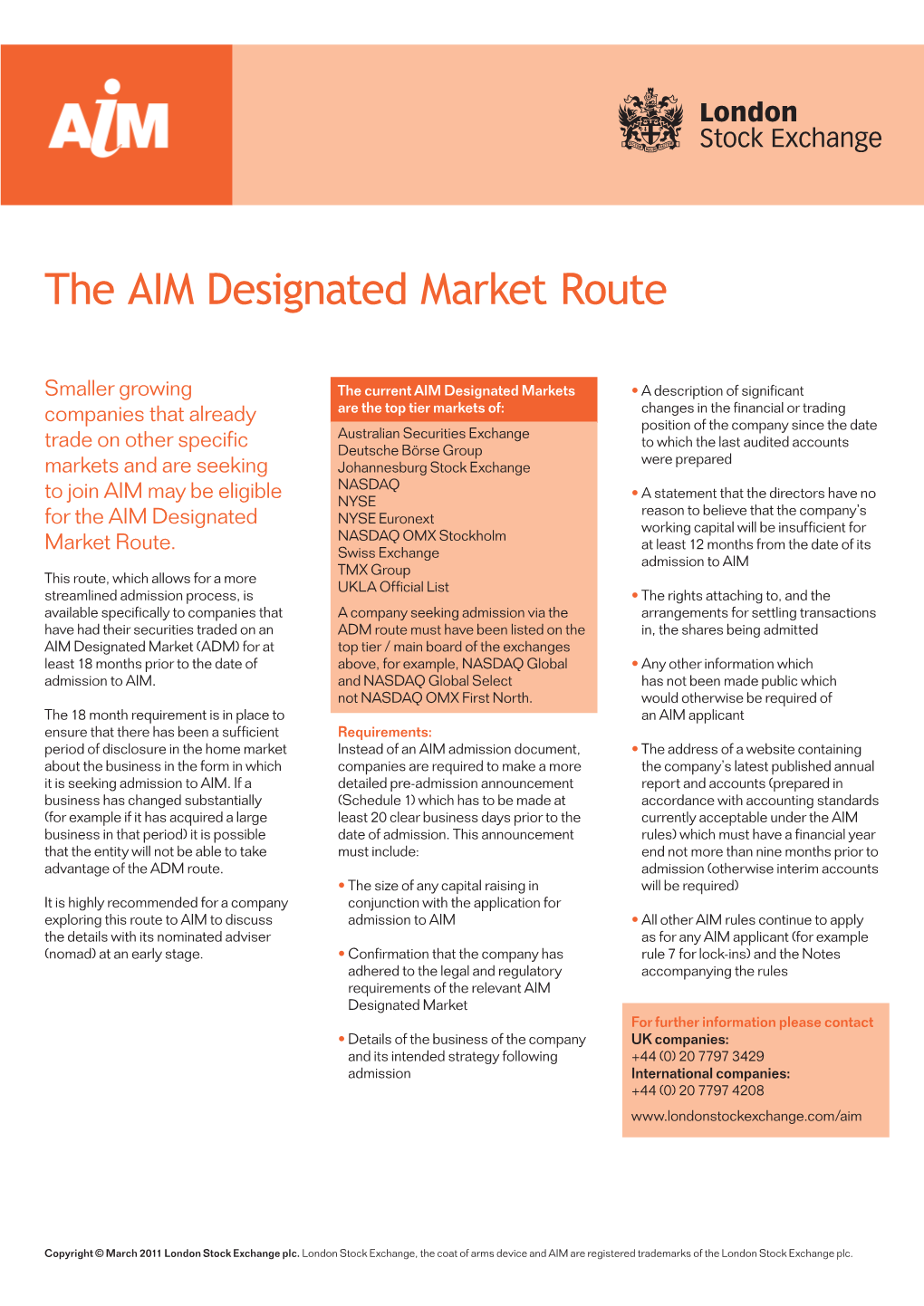 The AIM Designated Market Route