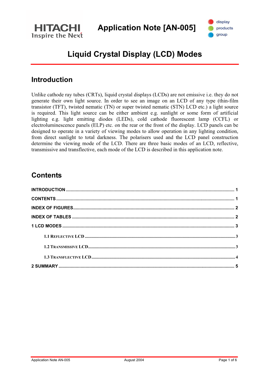 Application Note [AN-005] Liquid Crystal Display (LCD) Modes