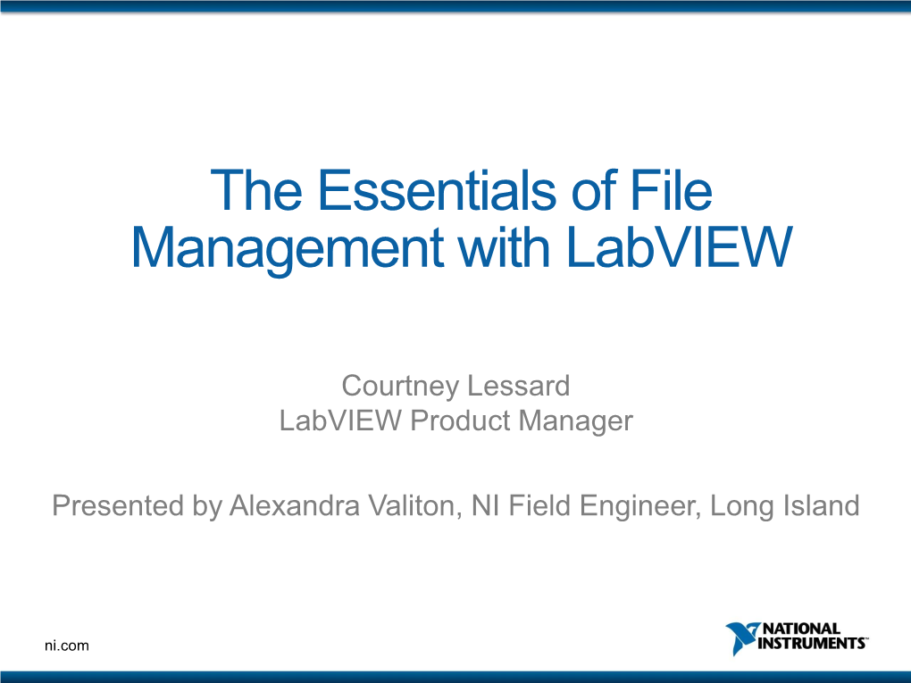 Managing Application Development with the Labview Project