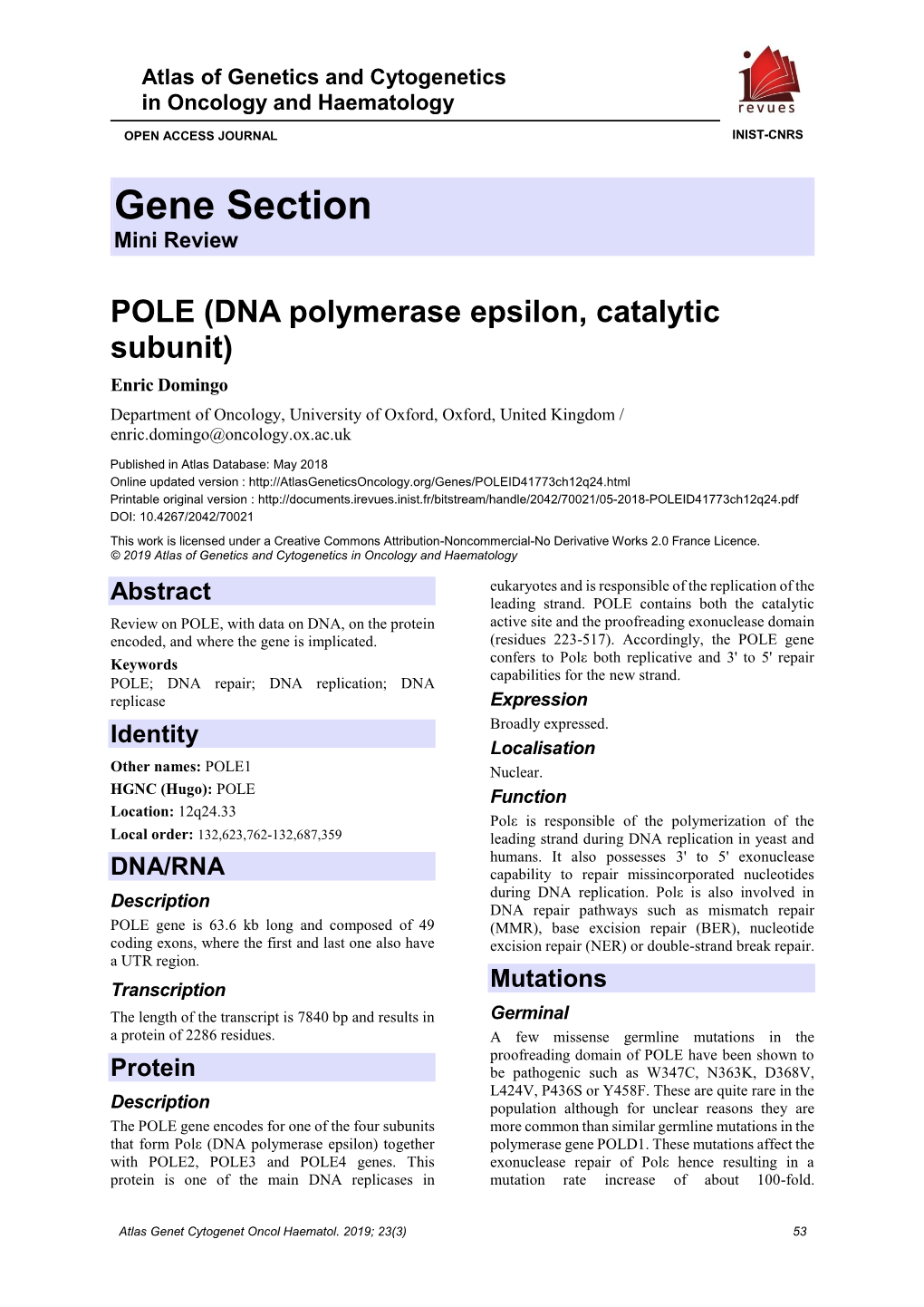 Gene Section Mini Review
