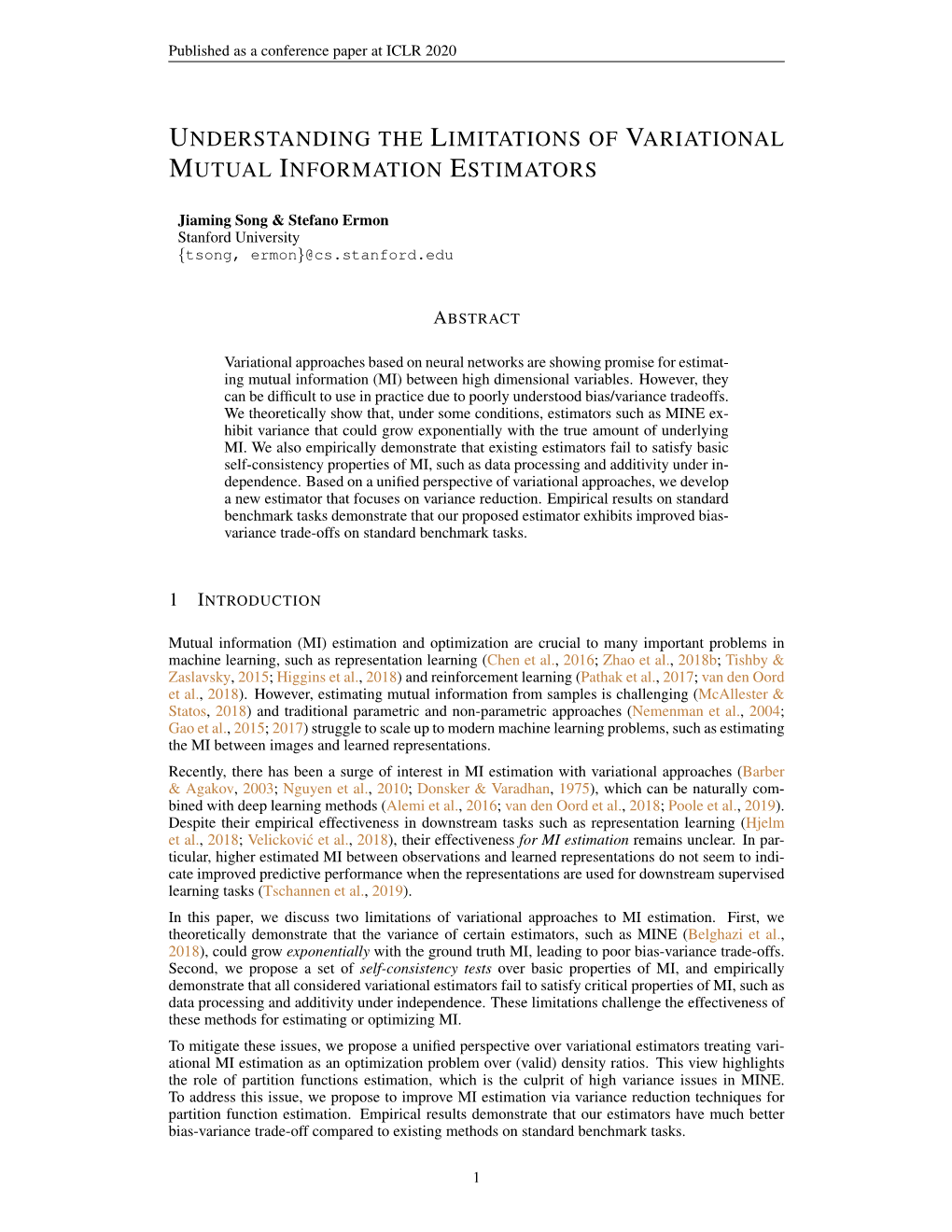 Understanding the Limitations of Variational Mutual Information Estimators