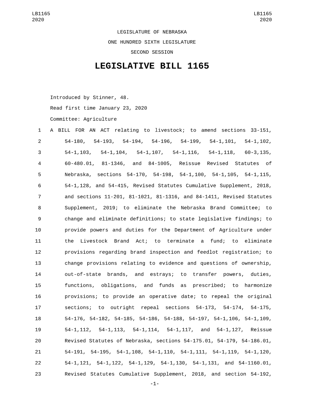 Legislative Bill 1165