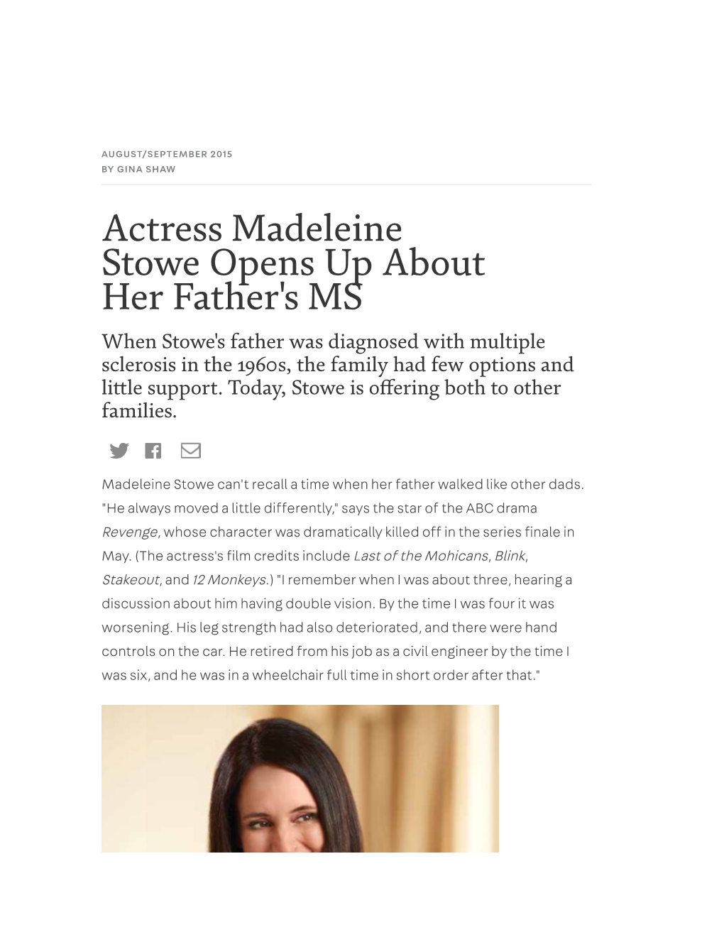 Actress Madeleine Stowe Opens up About Her Father's MS