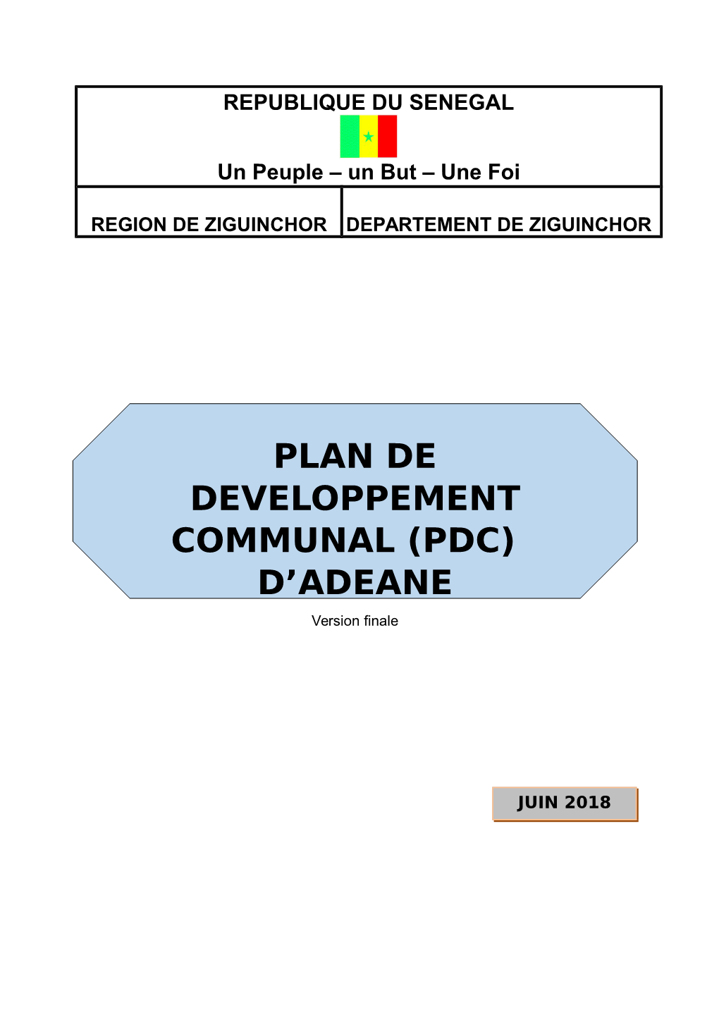 Plan De Developpement Communal (Pdc) D'adeane