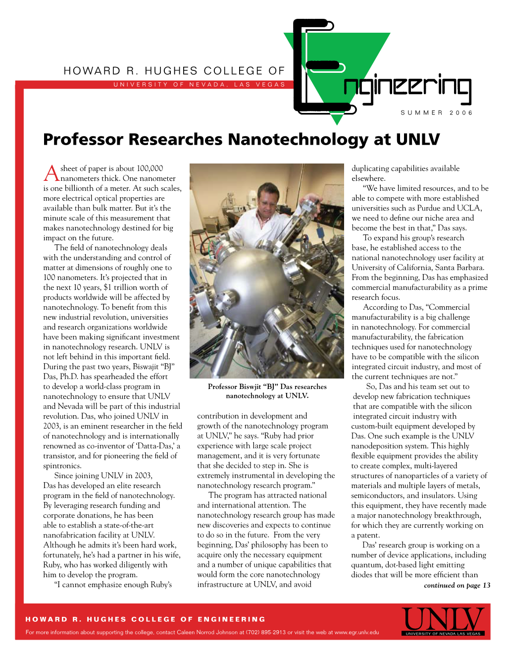 Professor Researches Nanotechnology at UNLV