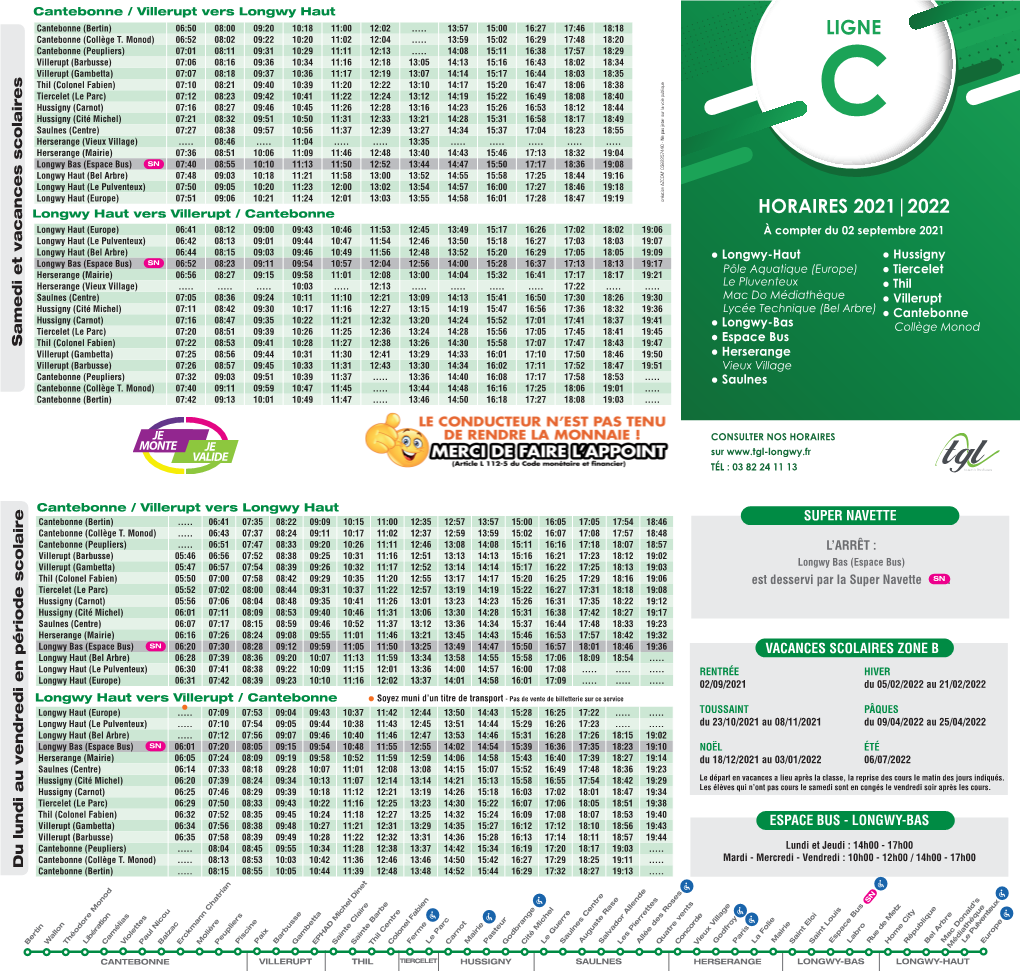 Horaires 2021