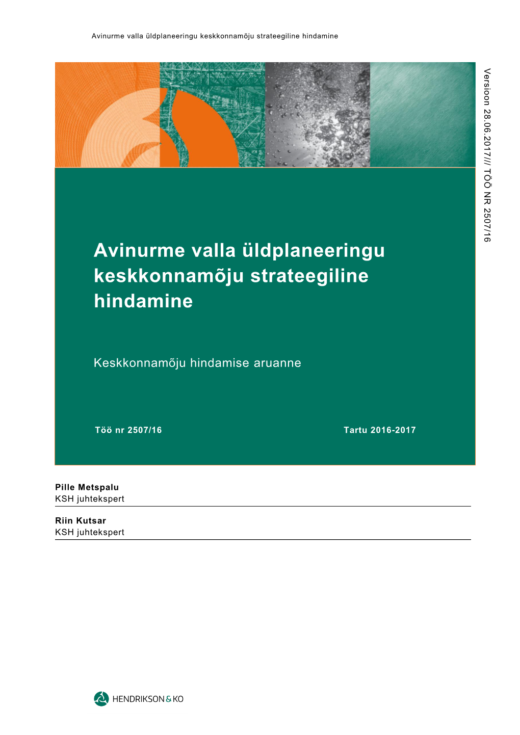 Avinurme Valla Üldplaneeringu Keskkonnamõju Strateegiline Hindamine