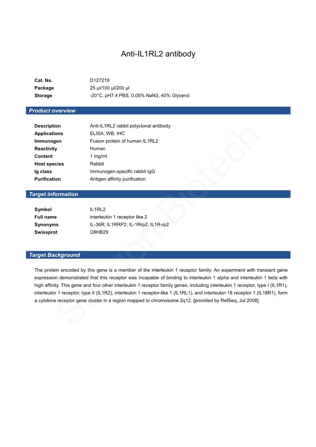 Anti-IL1RL2 Antibody