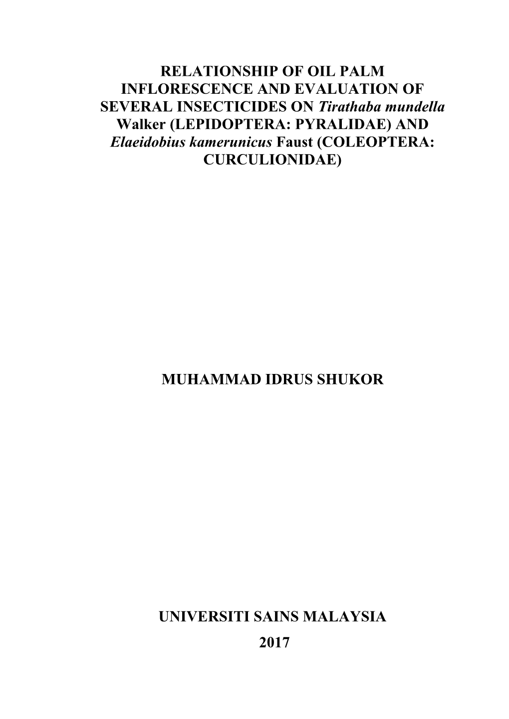 Relationship of Oil Palm