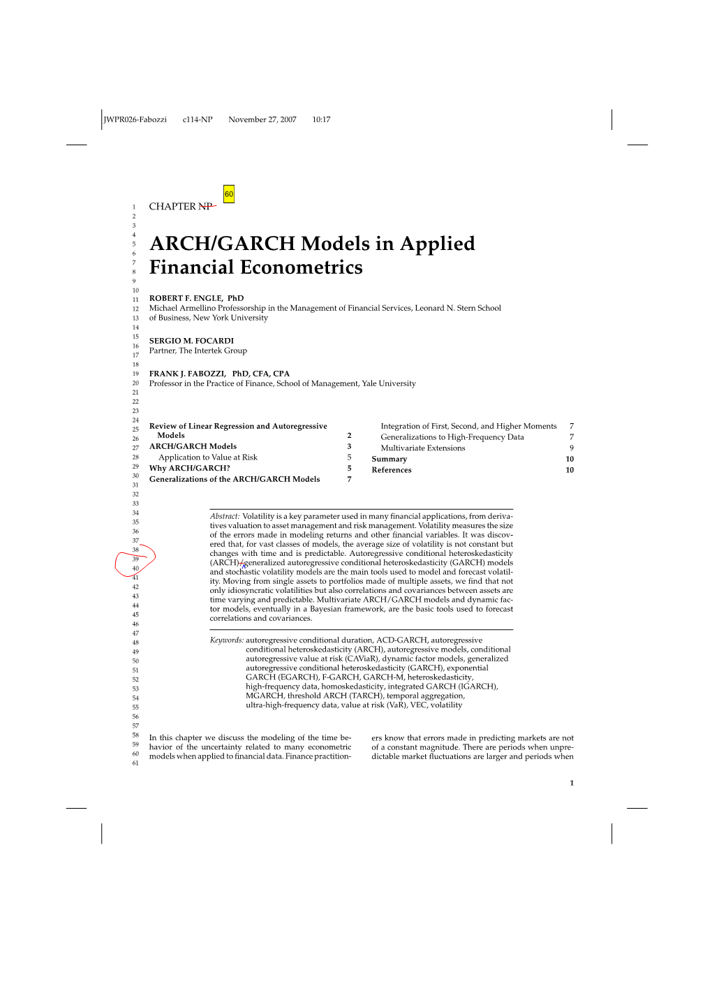 ARCH/GARCH Models in Applied Financial Econometrics