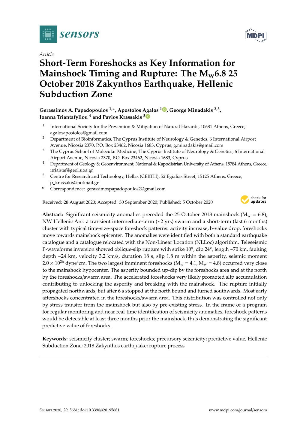 Short-Term Foreshocks As Key Information for Mainshock Timing and Rupture: the Mw6.8 25 October 2018 Zakynthos Earthquake, Hellenic Subduction Zone