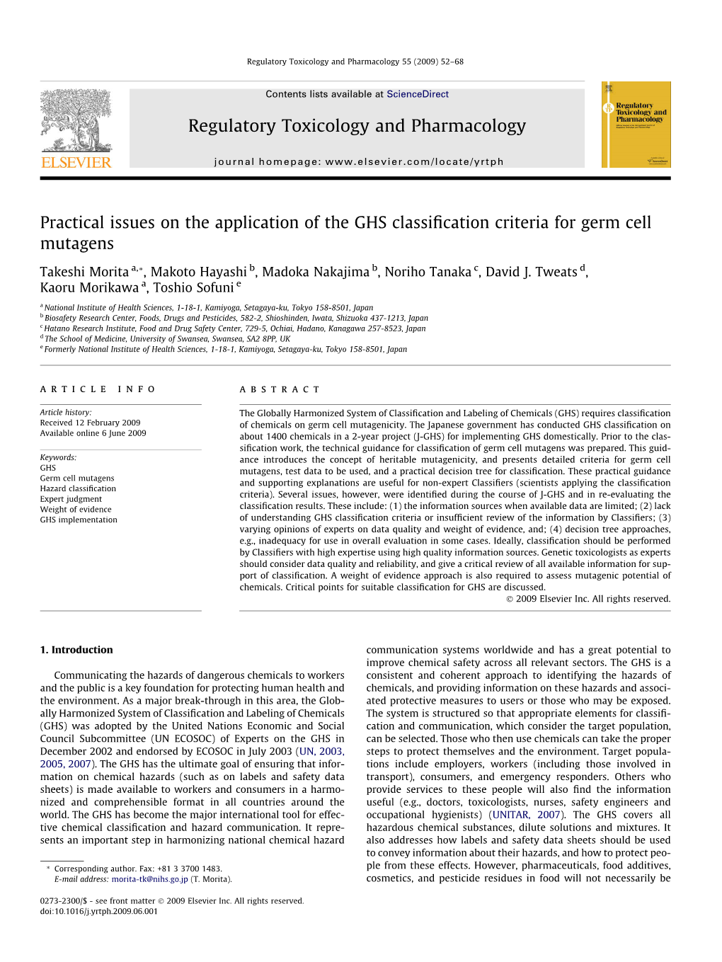 Practical Issues on the Application of the GHS Classification Criteria for Germ Cell Mutagens