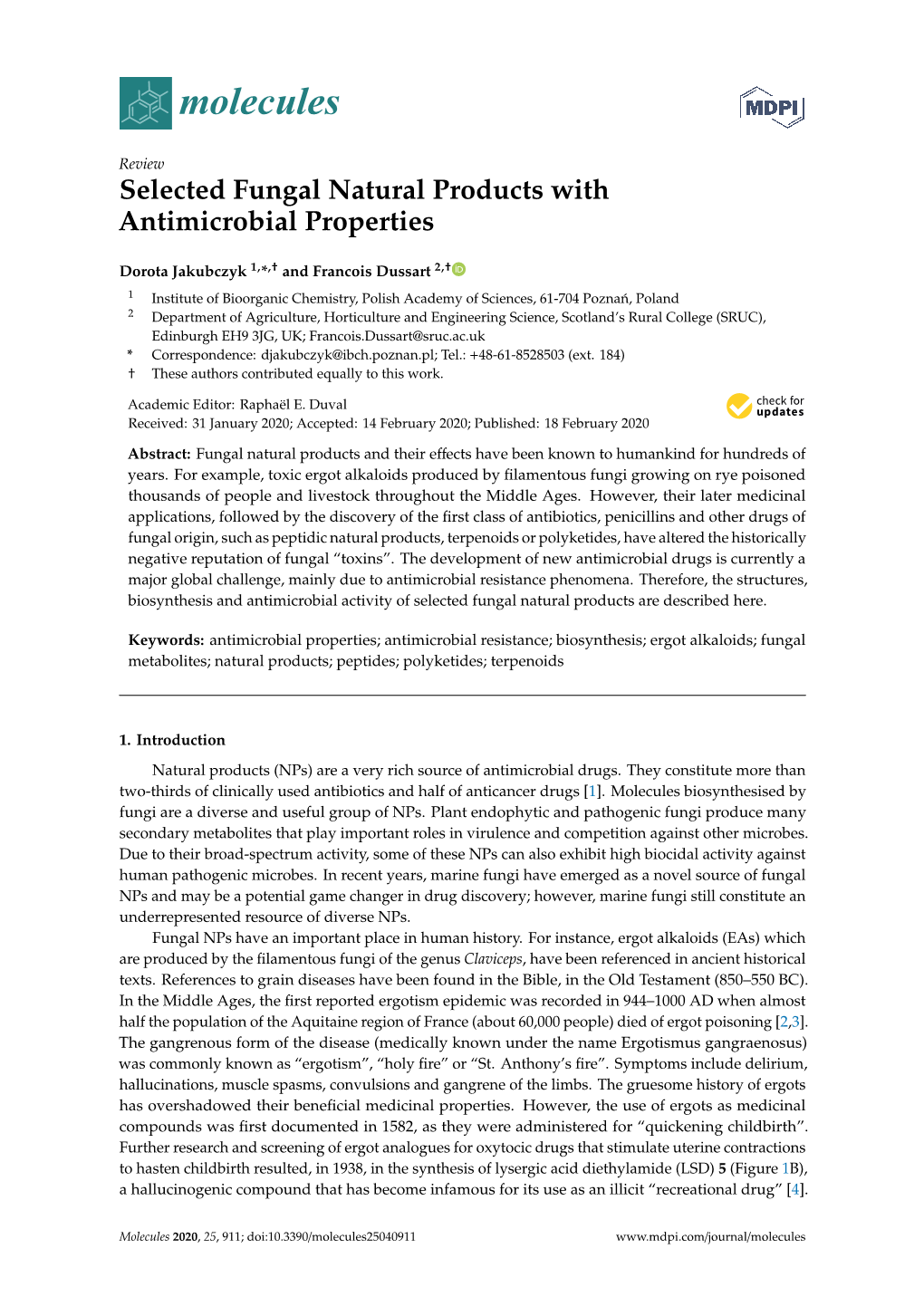 Selected Fungal Natural Products with Antimicrobial Properties