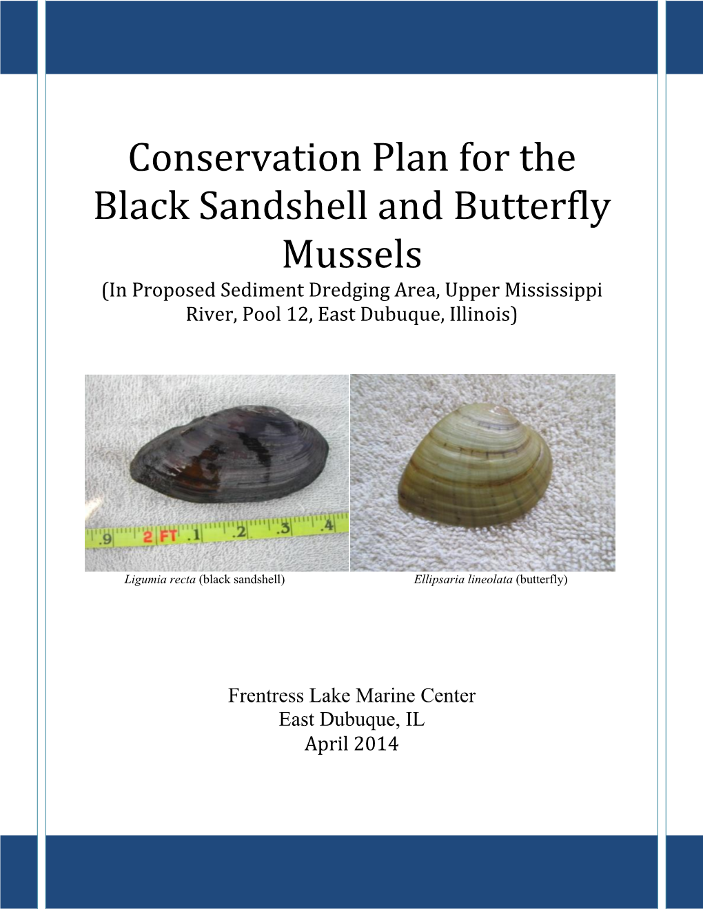 Conservation Plan for the Black Sandshell and Butterfly Mussels (In Proposed Sediment Dredging Area, Upper Mississippi River, Pool 12, East Dubuque, Illinois)