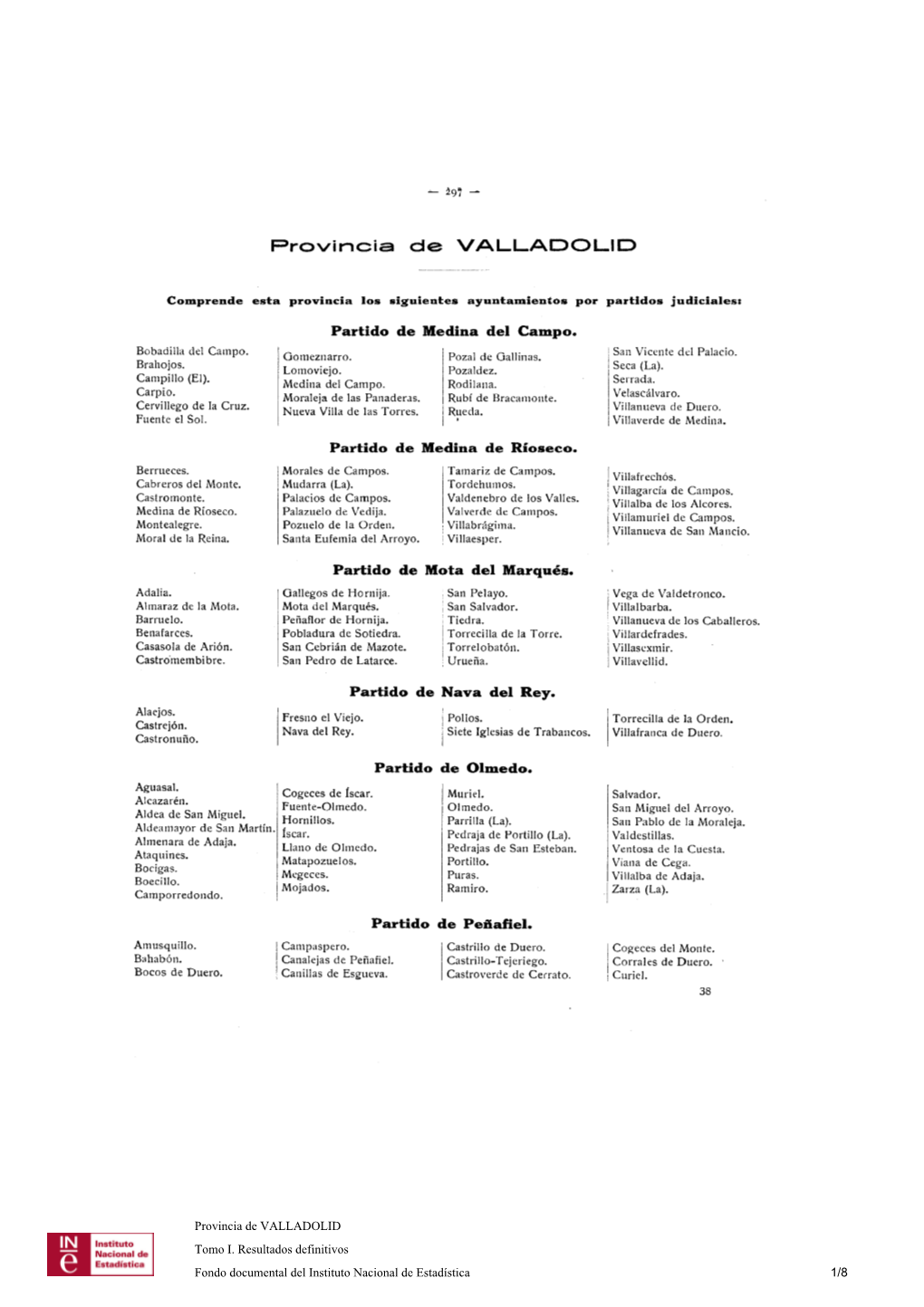 Partido De Medina Del Campo . Partido De Medina De Ríoseco . Partido De Mota Del Marqués. Partido De Nava Del Rey. Partido De