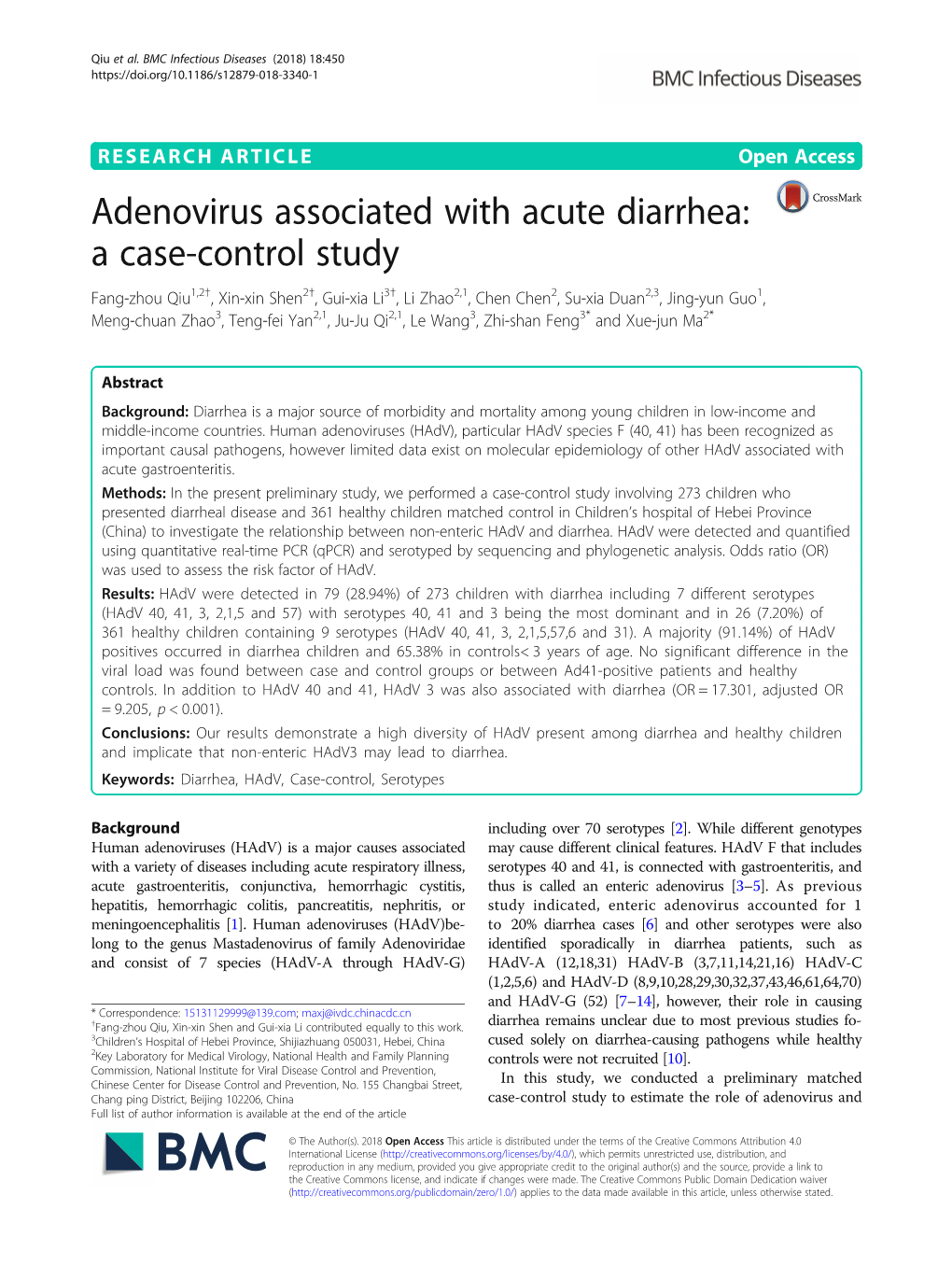 Adenovirus Associated with Acute Diarrhea: a Case-Control Study