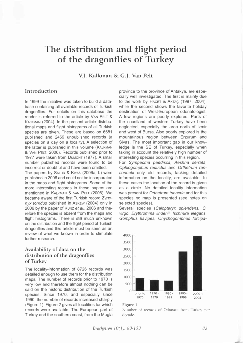 The Distribution and Flight Period of the Dragonflies of Turkey