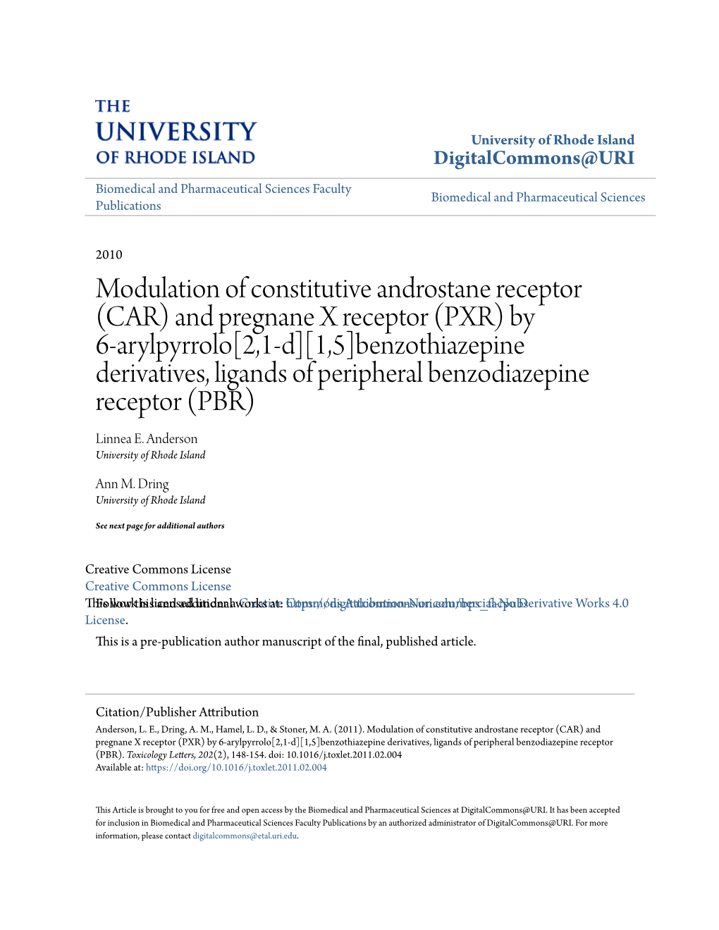 Modulation of Constitutive Androstane Receptor (CAR) and Pregnane X