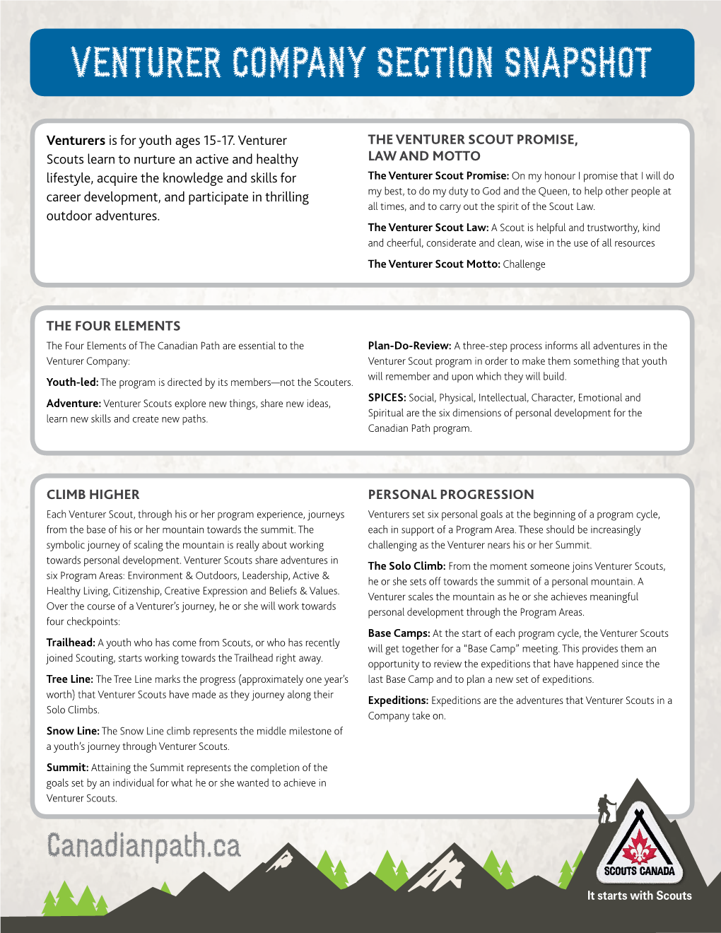 Venturer Company Section Snapshot