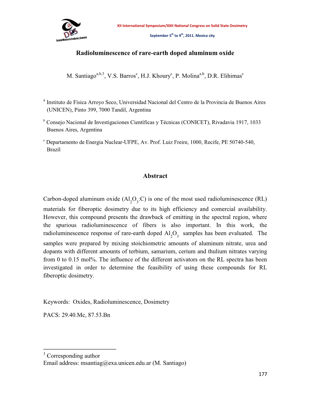 Radioluminescence of Rare-Earth Doped Aluminum Oxide Abstract