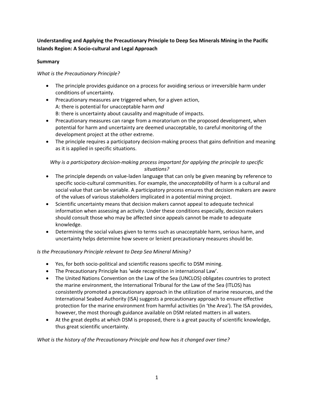 Understanding the Precautionary Principle