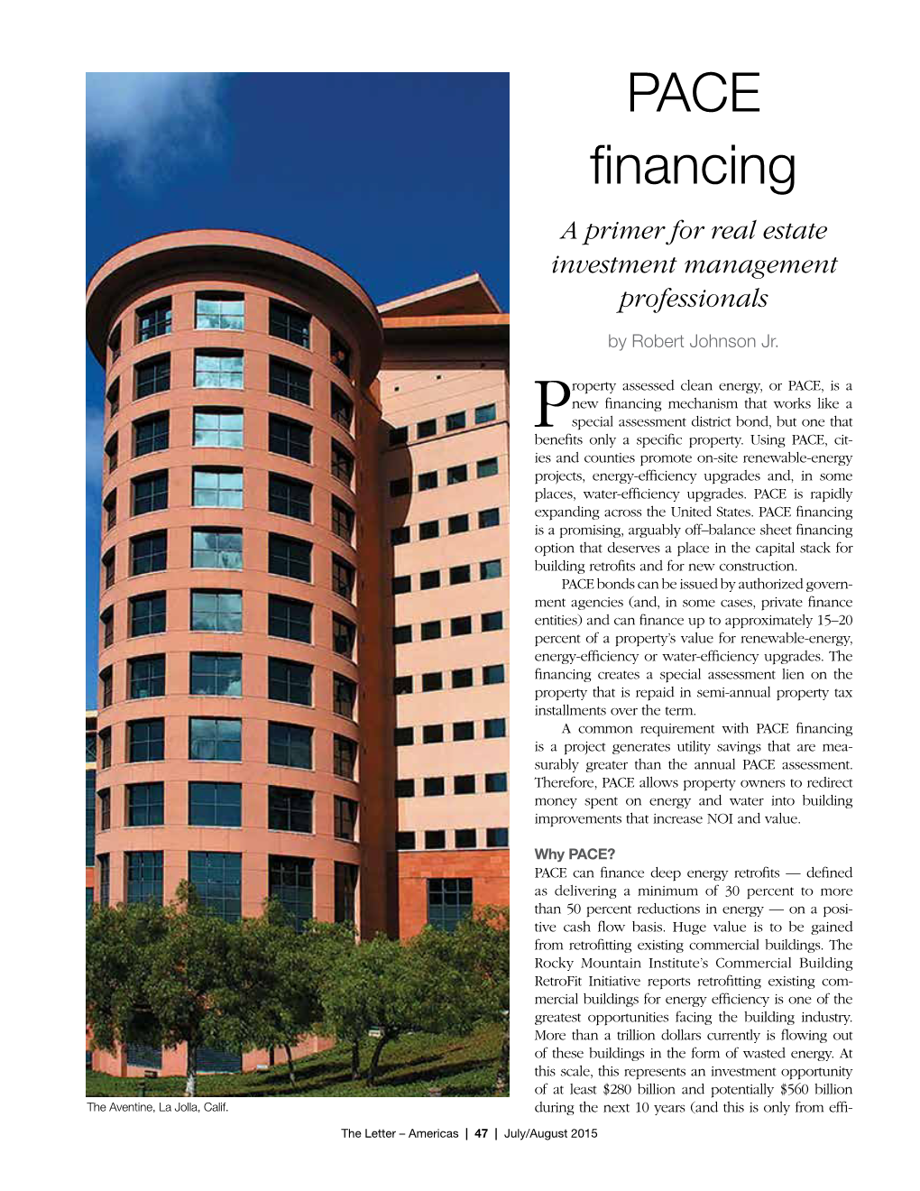 PACE Financing a Primer for Real Estate Investment Management Professionals