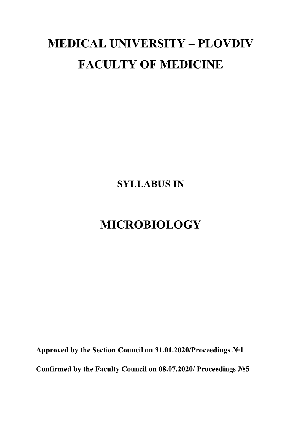 Microbiology for Specialty