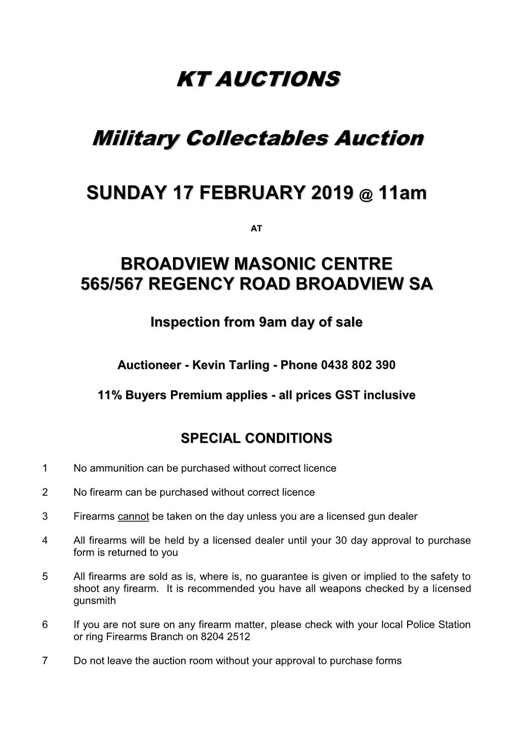 KT AUCTIONS Military Collectables Auction