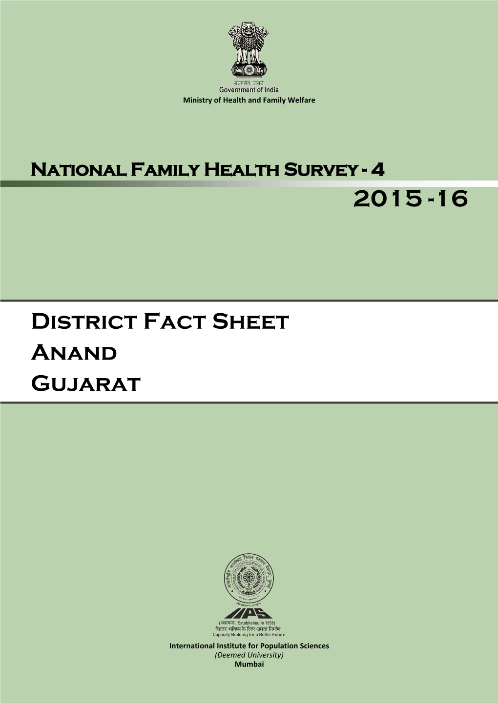 District Fact Sheet Anand Gujarat