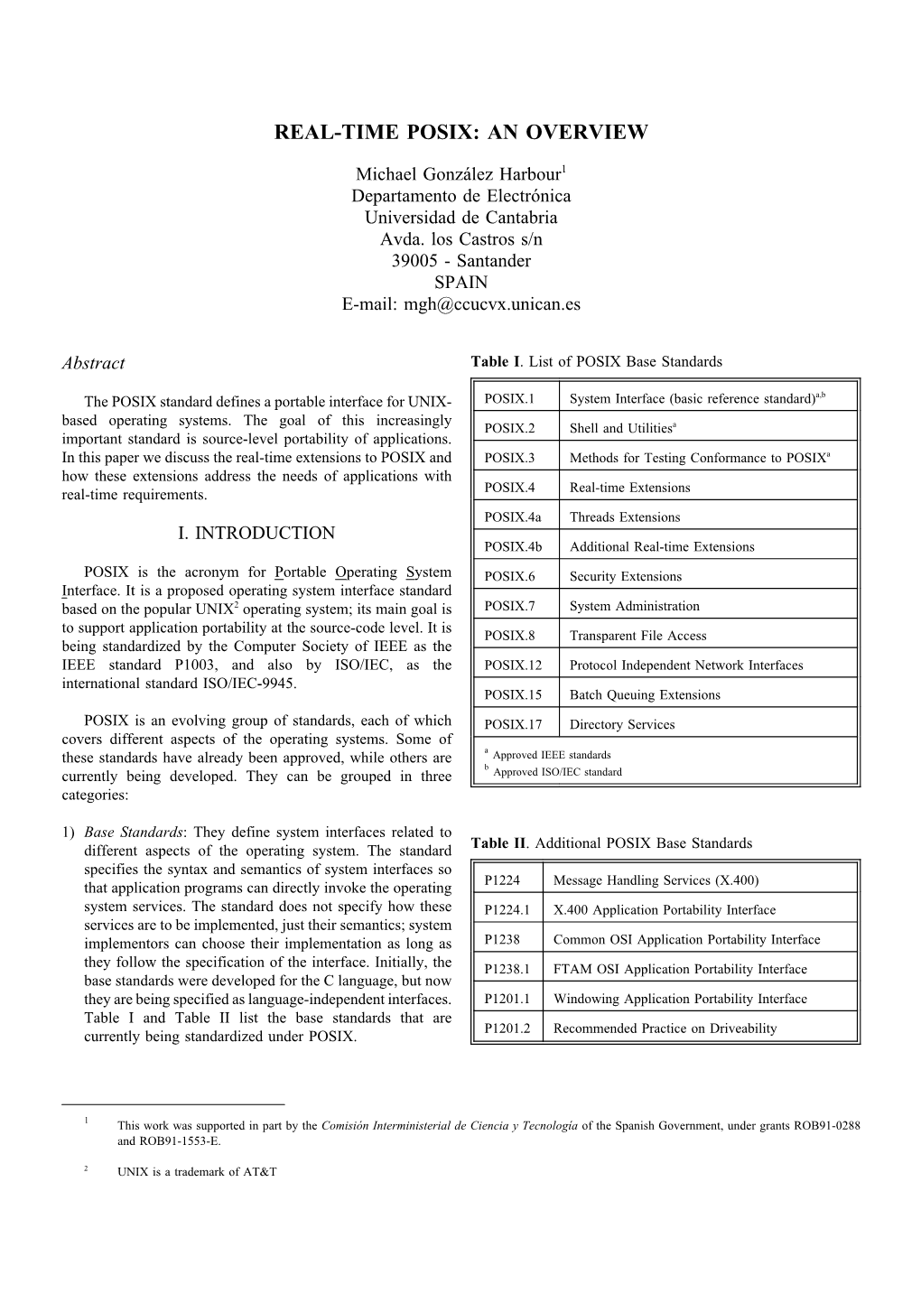 Real-Time Posix: an Overview