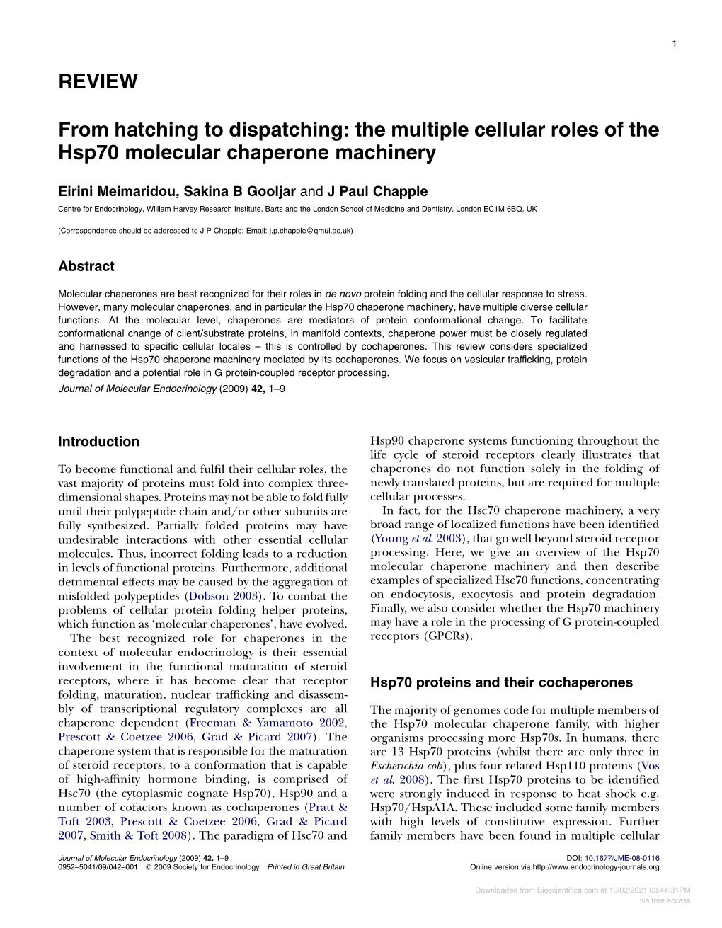 Downloaded from Bioscientifica.Com at 10/02/2021 03:44:31PM Via Free Access 2 E MEIMARIDOU and Others