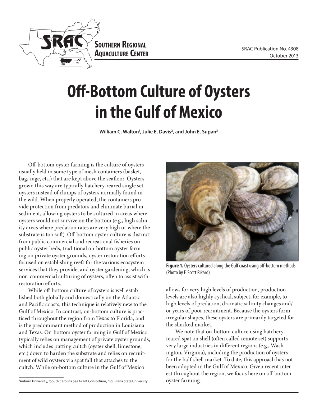 Off-Bottom Culture of Oysters in the Gulf of Mexico