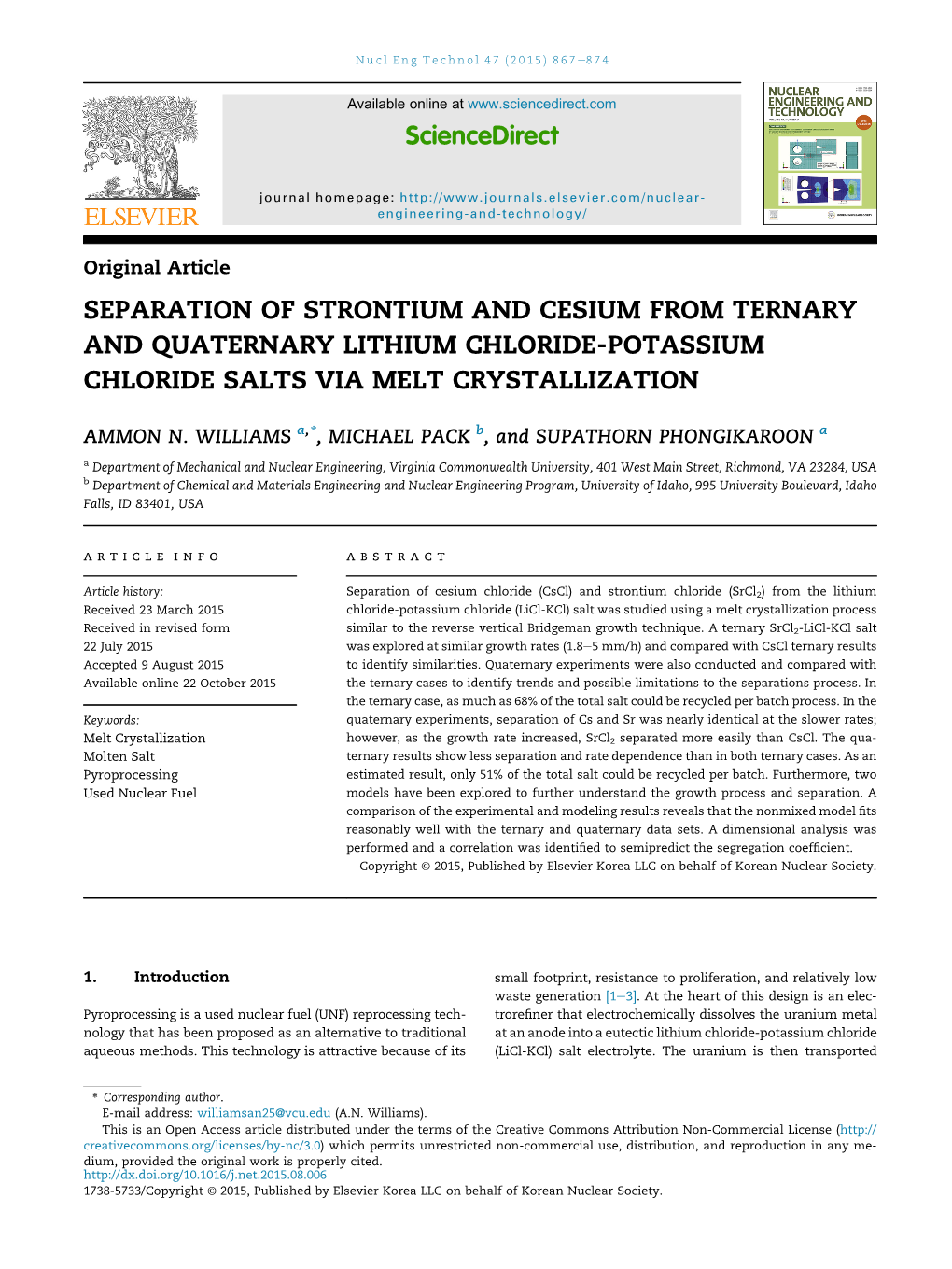 Separation of Strontium and Cesium from Ternary and Quaternary Lithium Chloride-Potassium Chloride Salts Via Melt Crystallization