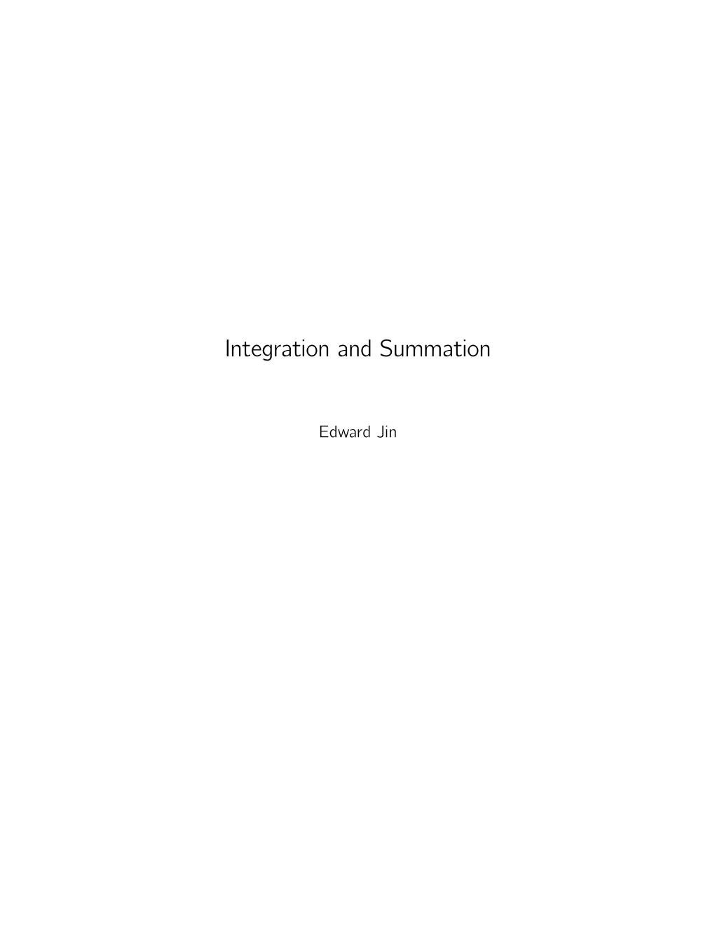 Integration and Summation