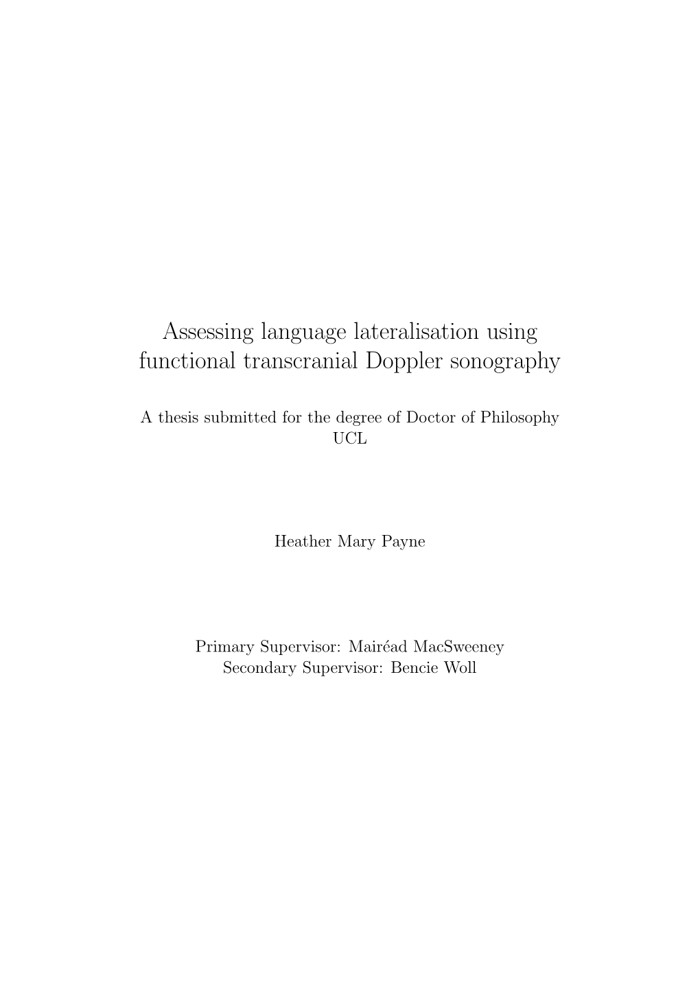 Assessing Language Lateralisation Using Functional Transcranial Doppler Sonography