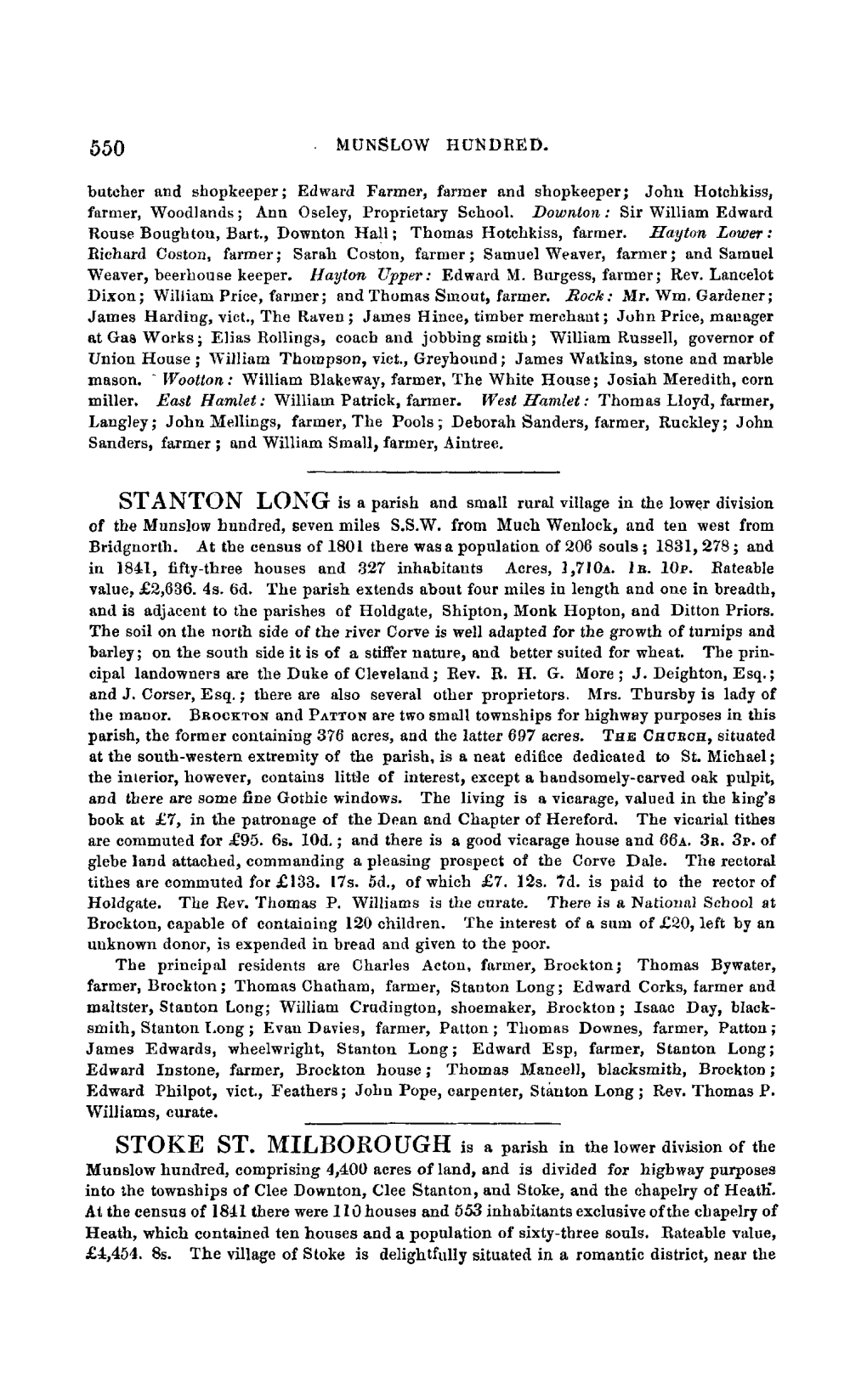 Edward Farmer, Farmer and Shopkeeper; John Hotchkiss, Farmer, Woodlands; Ann Oseley, Proprietary School