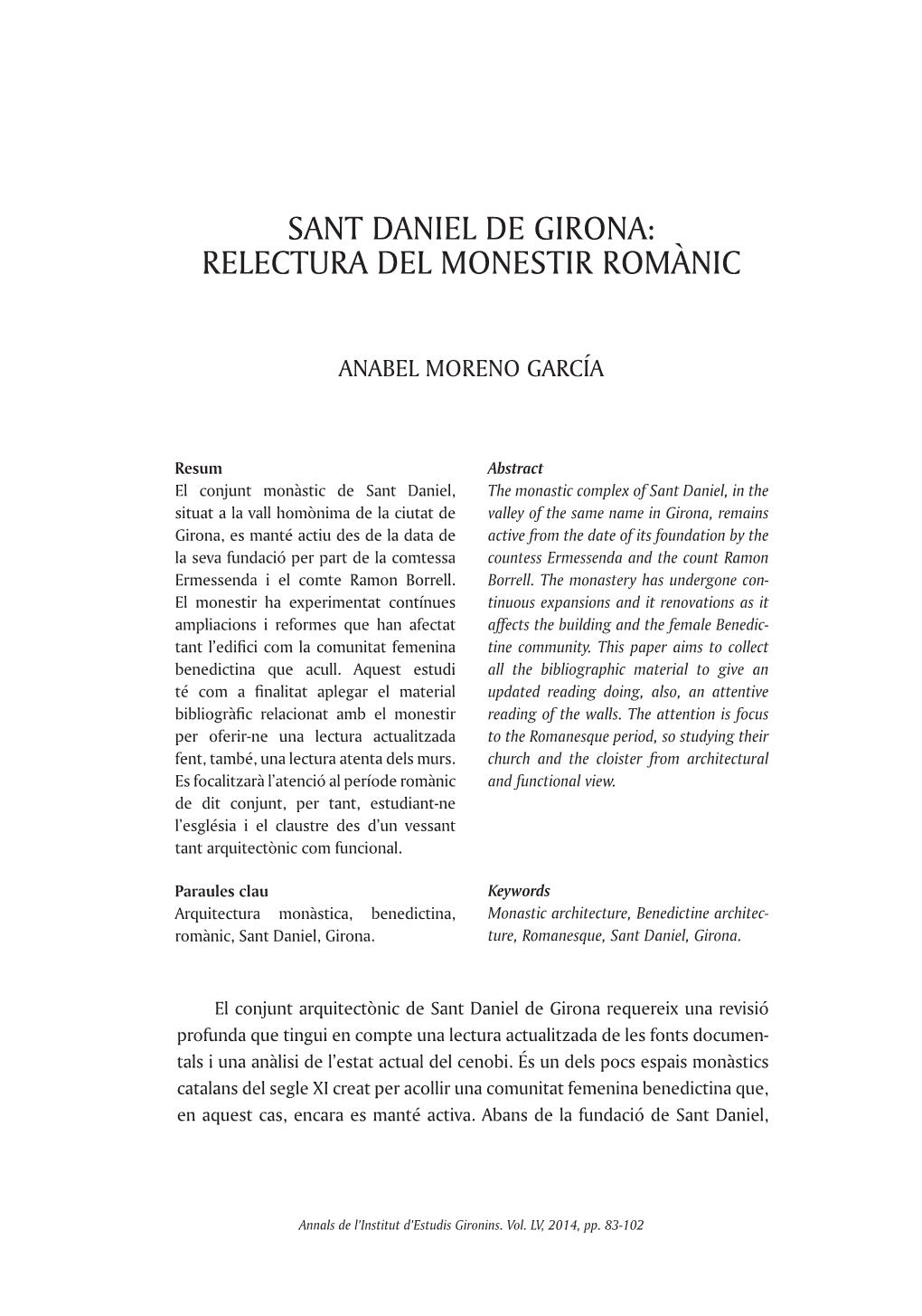 Sant Daniel De Girona: Relectura Del Monestir Romànic