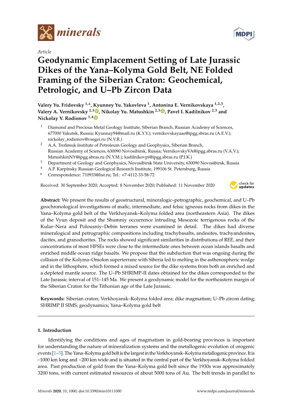 Geodynamic Emplacement Setting of Late Jurassic Dikes of the Yana–Kolyma Gold Belt, NE Folded Framing of the Siberian Craton