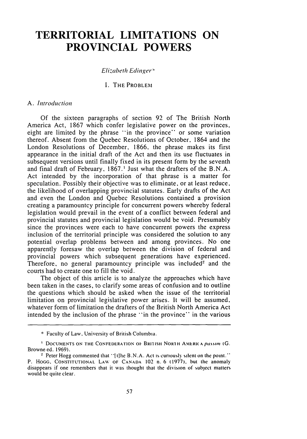 Territorial Limitations on Provincial Powers