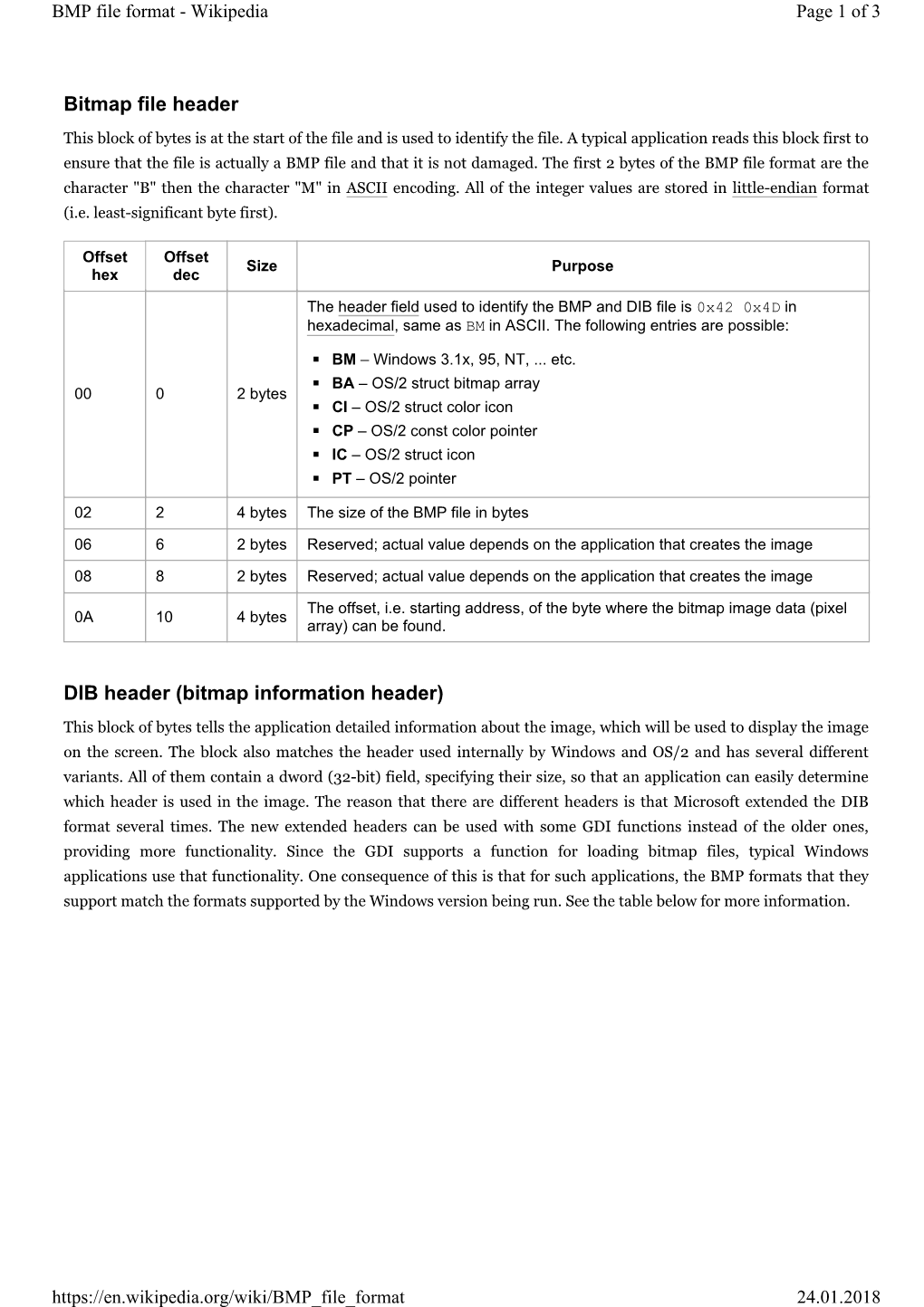 Bitmap File Header DIB Header (Bitmap Information Header)