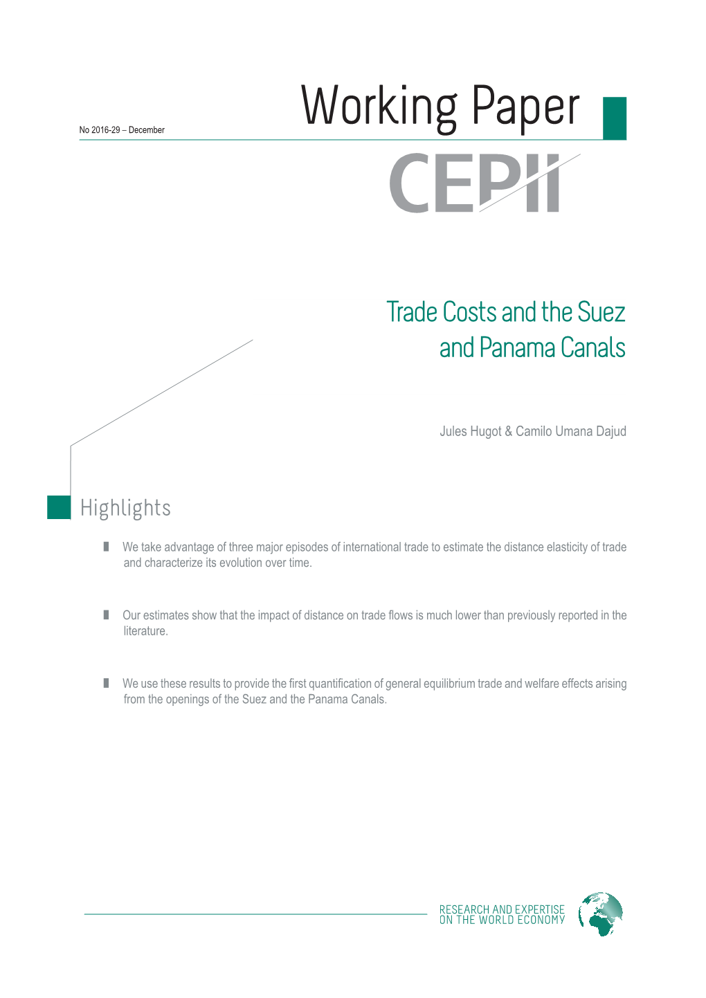 Trade Costs and the Suez and Panama Canals