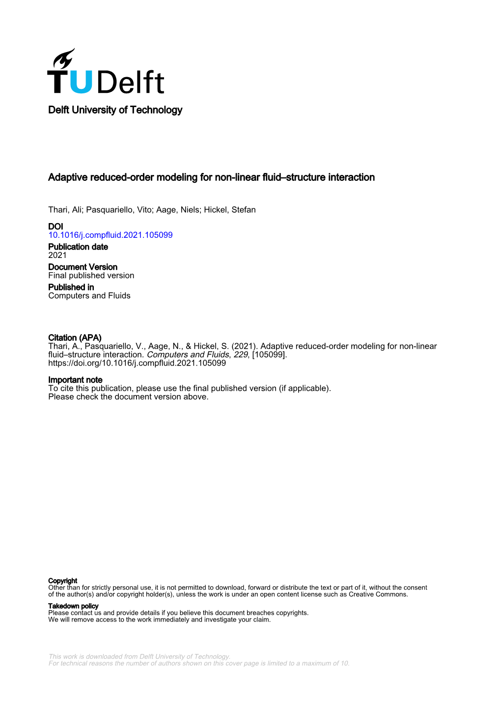 Adaptive Reduced-Order Modeling for Non-Linear Fluid–Structure Interaction